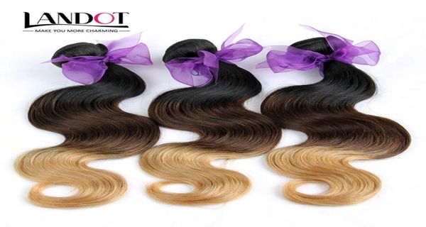 

3pcs lot 830inch two tone ombre eurasian human hair extensions body wave color 1b27 blonde ombre eurasian virgin remy hair weav3848011, Black