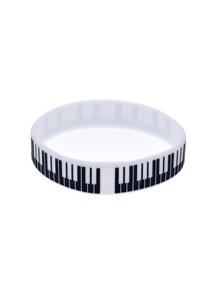 

100pcs piano key silicone rubber bracelet great to used in any benefits gift for music fans6650327, Black