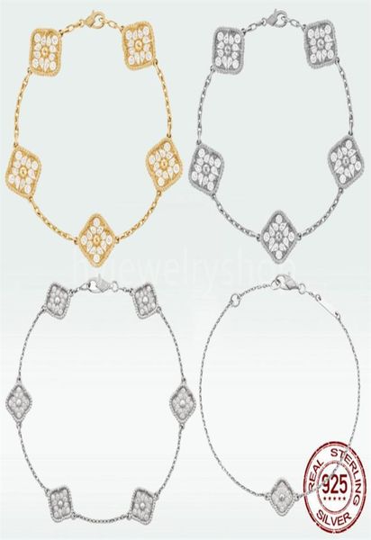 

vac 4 four leaf clover designer pendant chain bracelet luxury necklaces stud earring vintage 925 sterlling silver 18k yellow gold 8441750, Black