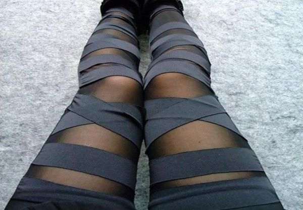

bandage leggings charming leggins slim women punk legins lady 2020 splicing pants stretch black trousers patchwork8129434