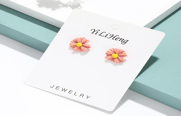 

sweet acrylic small daisy stud earrings for women girls new flower white and yellow earring wedding bridal party holiday jewelry9478168, Golden;silver