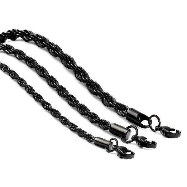 

black twisted rope chains not fade mens 304 stainless steel basic punk choker necklace for women fashion design hip hop jewelry gift 2 3 4 5, Silver