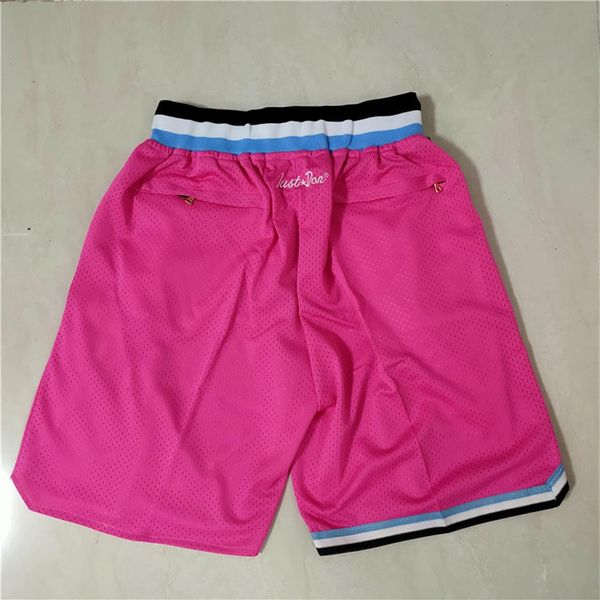 

men's team basketball short just fan's pink color black red sport stitched shorts hip pop pants with pocket zipper sweat269k