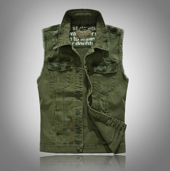 

korean men039s denim vest army green waistcoat sleeveless jackets jeans vest hip hop coats spring autumn clothes 20193134752, Black;white