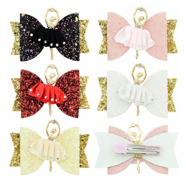 

26 inch sparkly glitter hair bows with clip for women girls solid ballerina hairpin children barrettes hair accessories 9436908059, Slivery;white