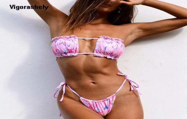 

vigocasey off the shoulder swimwear women print bikini 2020 two piece swimsuit female push up bikini tied set bathing suit7248529, White;black