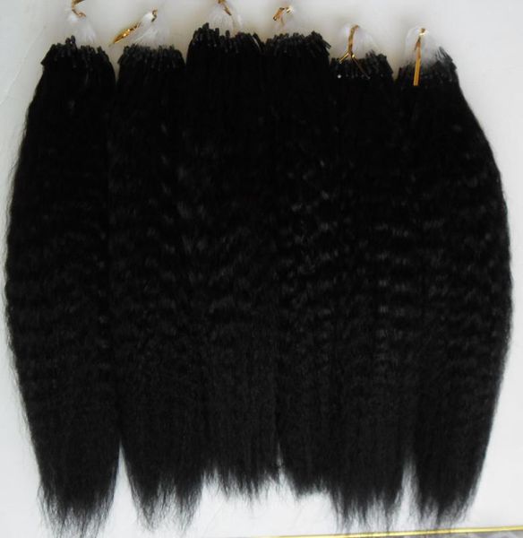 

yaki human hair micro loop human hair extensions 100g kinky straight corase yaki 100 human extensions capsule keratin bead hair1859651, Black