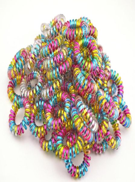 

whole 100 pcs colorful telephone wire cord line gum holder elastic hair band tie scrunchy 35cm hair accessory7377697, Golden;silver
