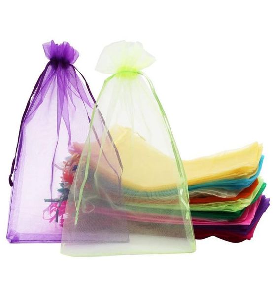 

100pcs large organza bags 20x30 cm mesh gift bags drawstring jewelry pouches for christmas wedding1989626, Pink;blue