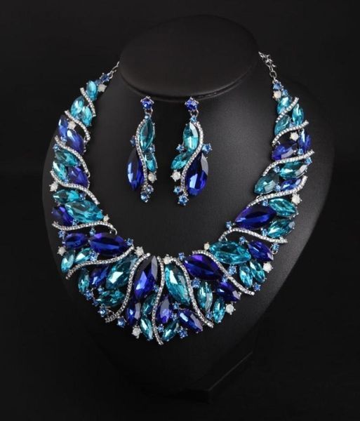 

fashion bridal jewelry sets wedding necklace earring for brides party prom costume accessories decoration women d1810100383710515498867, Silver