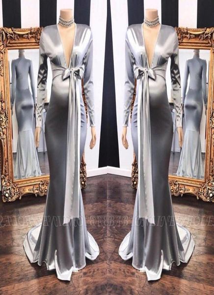 

silver maternity cocktail party dresses deep v neck long sleeve mermaid evening gowns bridal receiption wears bc95824519808, Black