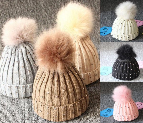 

hirigin newborn baby boy girls winter warm fur pom bobble beanie knit hats casual cap6881331, Yellow