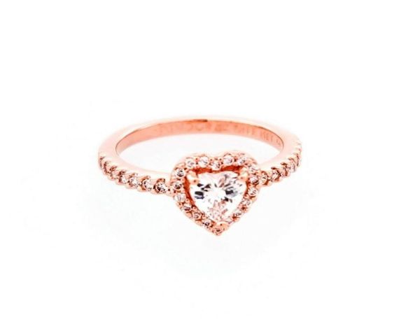 

rose gold heart rings fits for original style jewelry sparkling elevated heart ring 188421c027035607, Silver