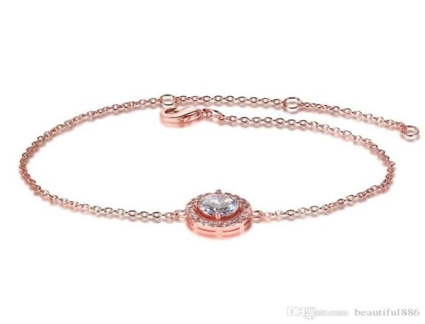 

fashion rose gold silver color big crystal zircon chain link bracelets bangles for women crystal jewelry gift bracelet90634864625166, Golden;silver