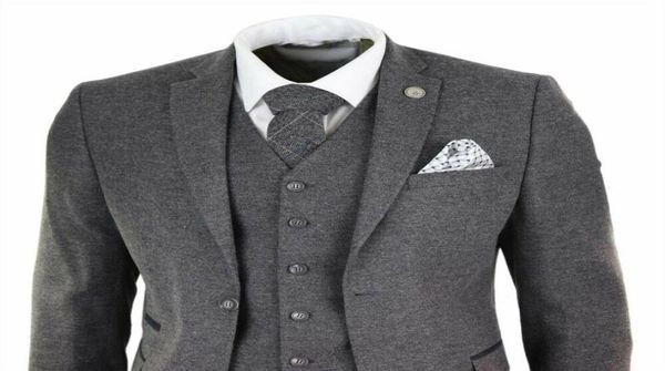 

mens wool tweed peaky blinders suit 3 piece authentic 1920s tailored fit classic formal prom suit jacketpantsvest2601520, Black;gray