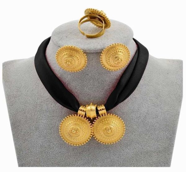 

anniyo diy rope chain ethiopian jewelry set gold color eritrea ethnic style habesha pendant earrings ring 217106 2201058573461, Silver