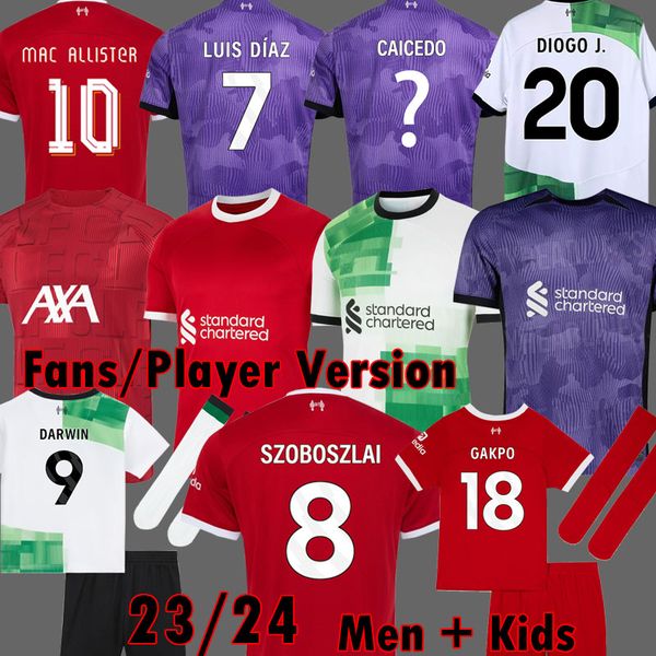 

3xl 4xl 23 24 allister szoboszlai soccer jerseys caicedo gakpo darwin 2023 mohamed luis diaz alexis football kit shirts men kids uniform a., Black;yellow