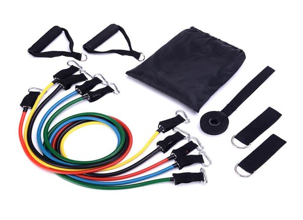 

resistance exercise tubing band kit home office gym using all age suitable with handle grip door anchor and ankle strap6483904