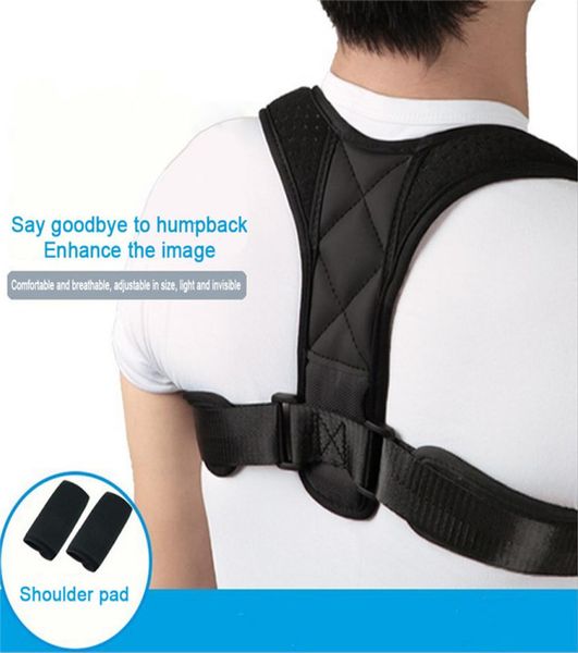 

posture corrector adjustable back brace support belt clavicle spine back shoulder lumbar posture correction antihumpback effect6253694, Black;blue