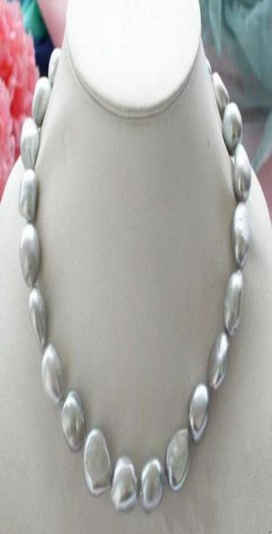 

genuine natural 910mm silver gray baroque freshwater pearl necklace 18quot6044188