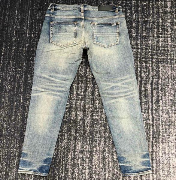 

20ss hm585 mens designer jeans distressed ripped biker slim fit motorcycle denim for men s fashion jean mans pants pou3330450, Blue