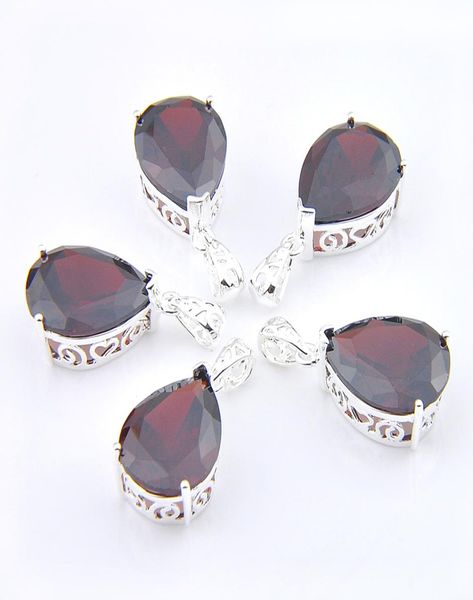 

mix 5pcs teardrop red garnet gemstone pendant 925 sterling silver pendants necklaces for lady girl women party gifts new luckyshin6580491