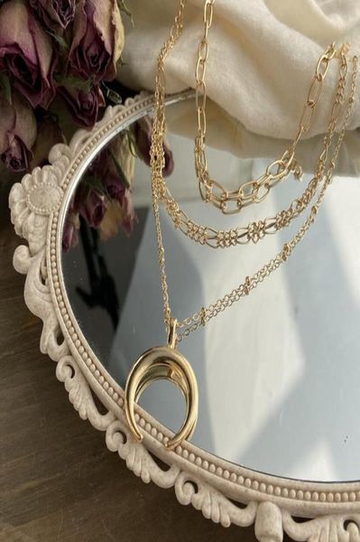 

pendant necklaces creativity moom shape necklace for women girl fashion multilayer zinc alloy gold color thick chain party gifts5202499, Silver