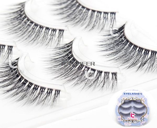 

3d false eyelashes makeup extension clear band 3pairset natural black eye lashes4562225