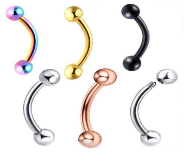 

16 gauge stainless steel eyebrow rings anodized lip bars nose studs cartilage tragus barbell body piercing jewelry1811179, Silver