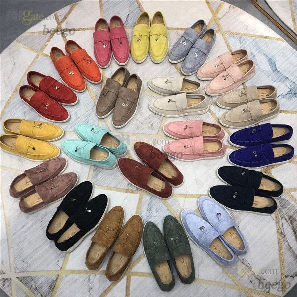 

with box loro piana casual slippers classic sandals loafers shoes flat slides slipper designers high elastic beef tendon bottom size 36-46 z, Black