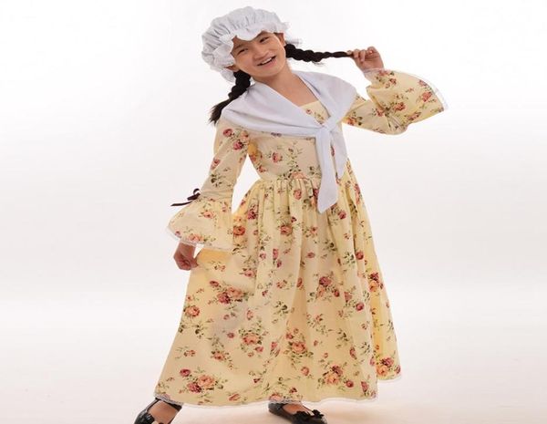 

civil war dress girl kids colonial costume child girls victorian pioneer puritan dresses white hat mini cape reenactment outfit9069920, Black;red