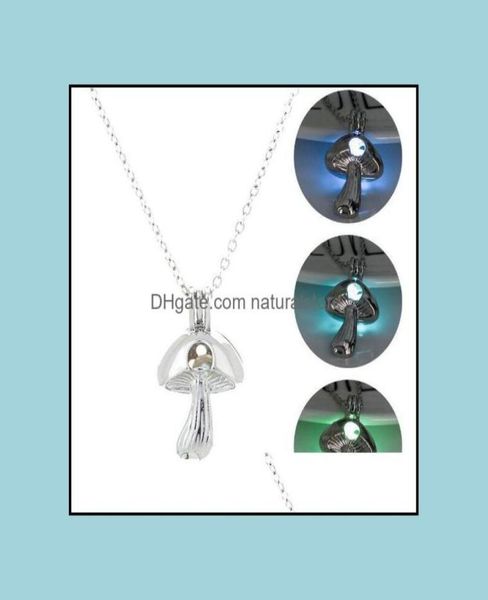 

pendant necklaces pendants jewelry 3 colors glow in the dark mushroom necklace hollow pearl cages luminous dh6ta8440043, Silver