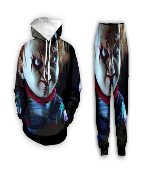 

new menwomens chucky funny 3d print casual fashion hoodiessweatpants hip hop tracksuits l164068574, Gray