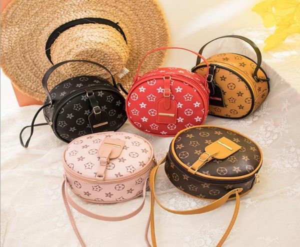 

girls floral handbags fashion kids designer casual one shoulder bags woman print mini round bag children zero wallet f2071574237, Black