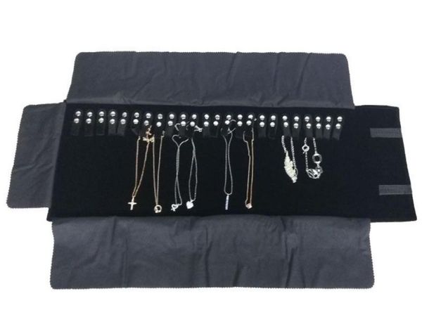 

travel bag black jewelry organizer necklace holder case pouch jewelry roll5452901, Pink;blue