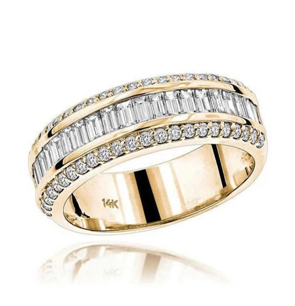 

longrui light luxury fashion 14k gold three drain diamond alternate ring simple247d7106736, Golden;silver