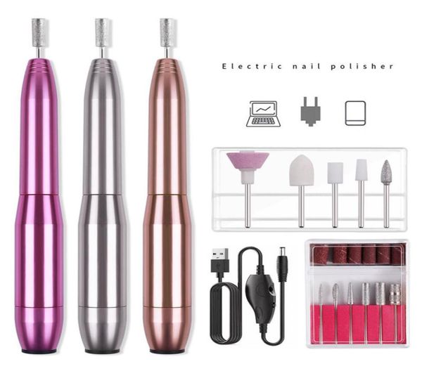

professional nail art equipment electric polisher portable wireless charging manicure pedicure nails drill machine kit device with9098265, Silver