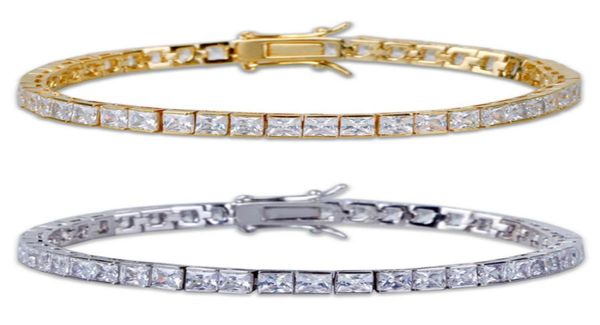 

charm fashion classic tennis bracelet jewelry design white aaa cubic zirconia bracelet clasps chain 18k gold size 8inch for men br1933826, Golden;silver