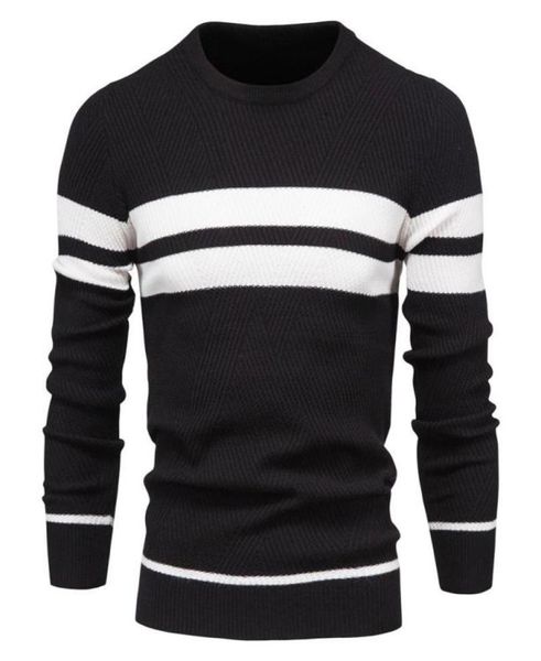

men039s sweaters autumn men clothing sweater winter casual fashion oneck pullover stripe patchwork long sleeve warm slim6323507, White;black