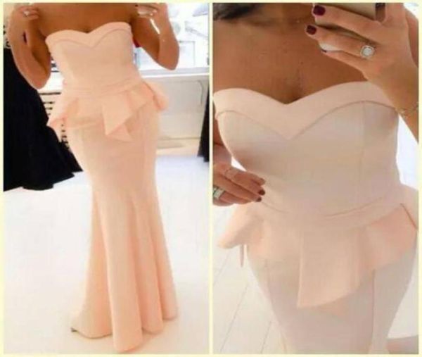 

elegant sweetheart neckline mermaid long prom dresses satin sleeveless with peplum full length zipper evening party dress gow6893295, Black;red