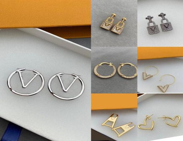 

designer stud womens earring classic love hoop earrings luxury style studs gold plated stud brand women girls chirstm6914105, Golden;silver