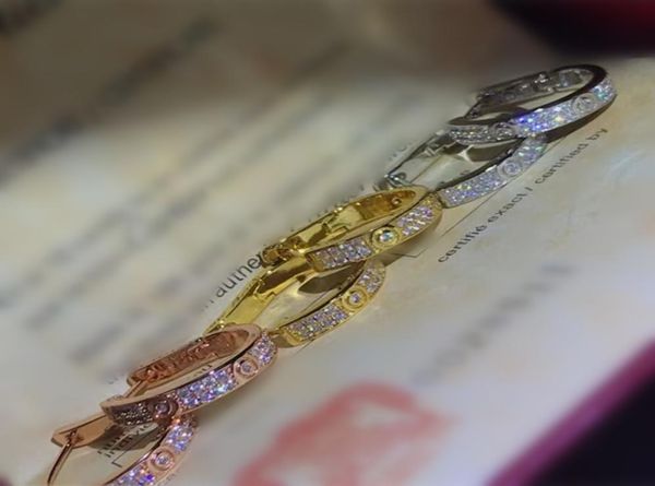 

luxury designer famous 316l stainless steel silver rose gold love stud earring with full diamond for mother and women earrings jew3867095, Golden;silver