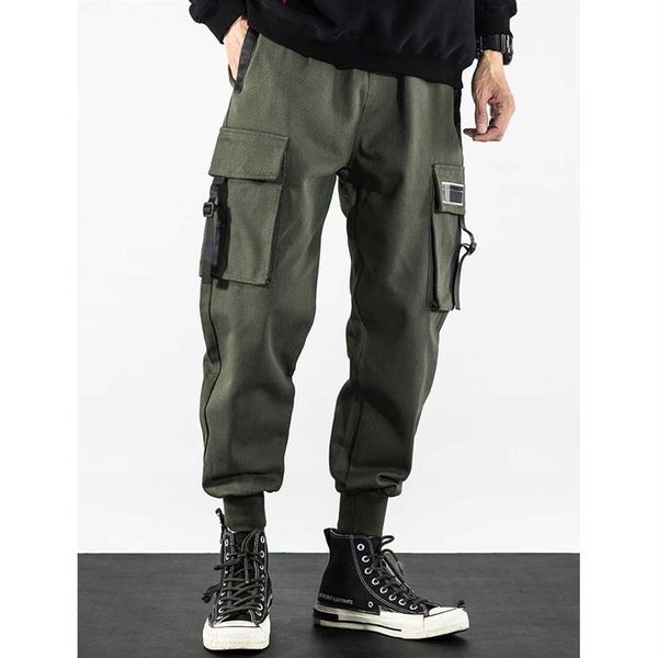 

januarysnow fashion mens multi-pocket harem cargo pants men streetwear joggers pants hip hop casual trousers male black purple pan235q