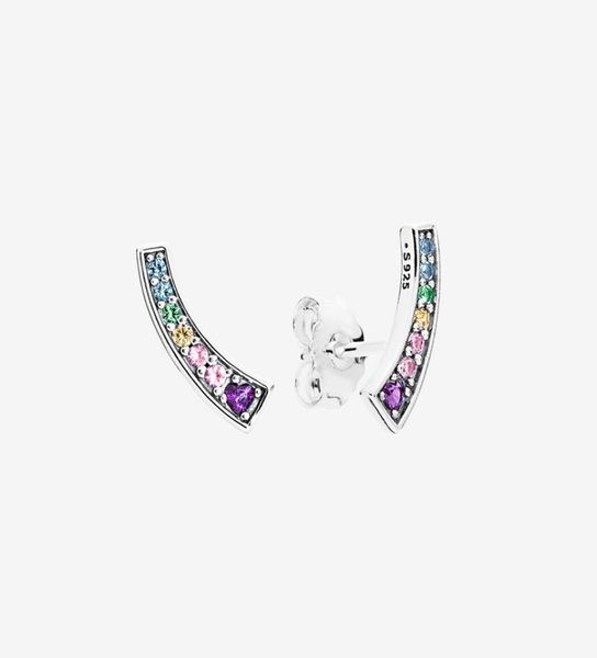 

beautiful colors stone rainbow stud earring women girls gift with box for 925 sterling silver earrings set9905918, Golden;silver