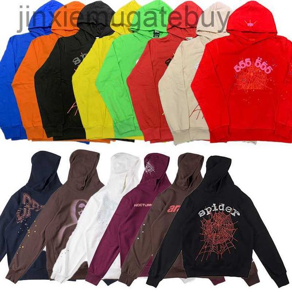 

spider hoodies designer mens pullover red sp5der young thug 555555 angel hoodies men womens hoodie embroidered spider web sweatshirt size s/, Black