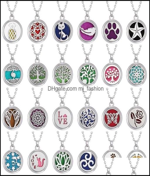 

pendant necklaces tree of life aromatherapy necklace per essential oil diffuser open stainless steel locket pendant aroma n mjfash3777333, Silver