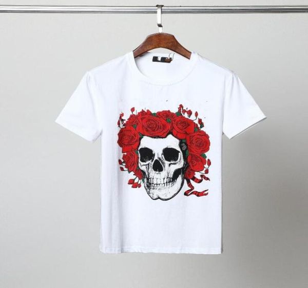 

summer tshirt men fashion cool skulls printed short sleeved tees tee shirts clothing dg 04423182232195712, White;black