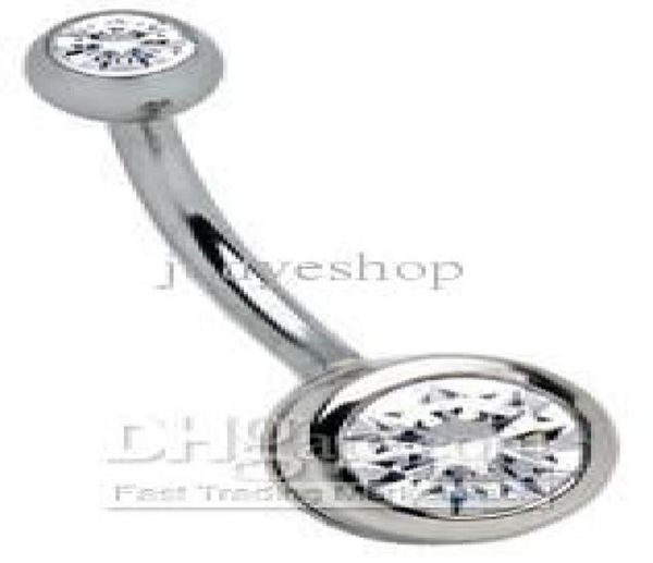

double clean diamond navel piercing navel ring 100pcslot fashion body jewelry 100 guaranteed 14g5499677, Slivery;golden