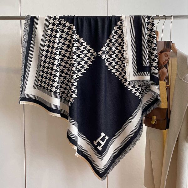 

designer h home scarf wholesale for winter and autumn autumn winter new thousand bird checker womens imitation cashmere thickened air condit, Blue;gray