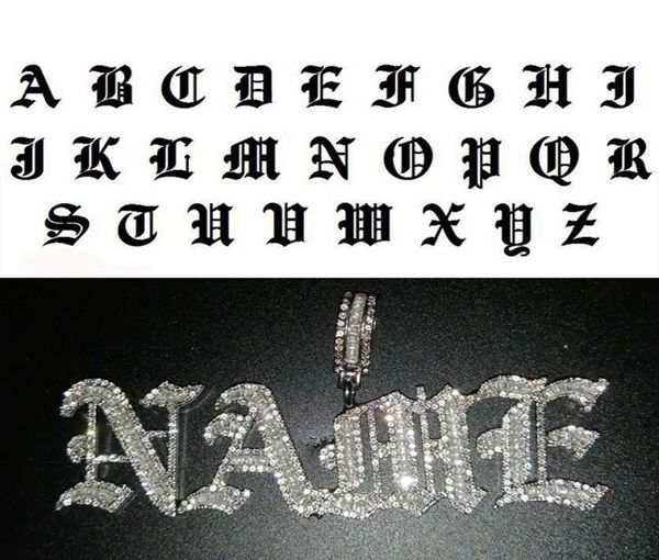 

hip hop custom name old english gothic font letter pendant necklace iced out cz men women gold silver color jewelry necklaces 20103321844